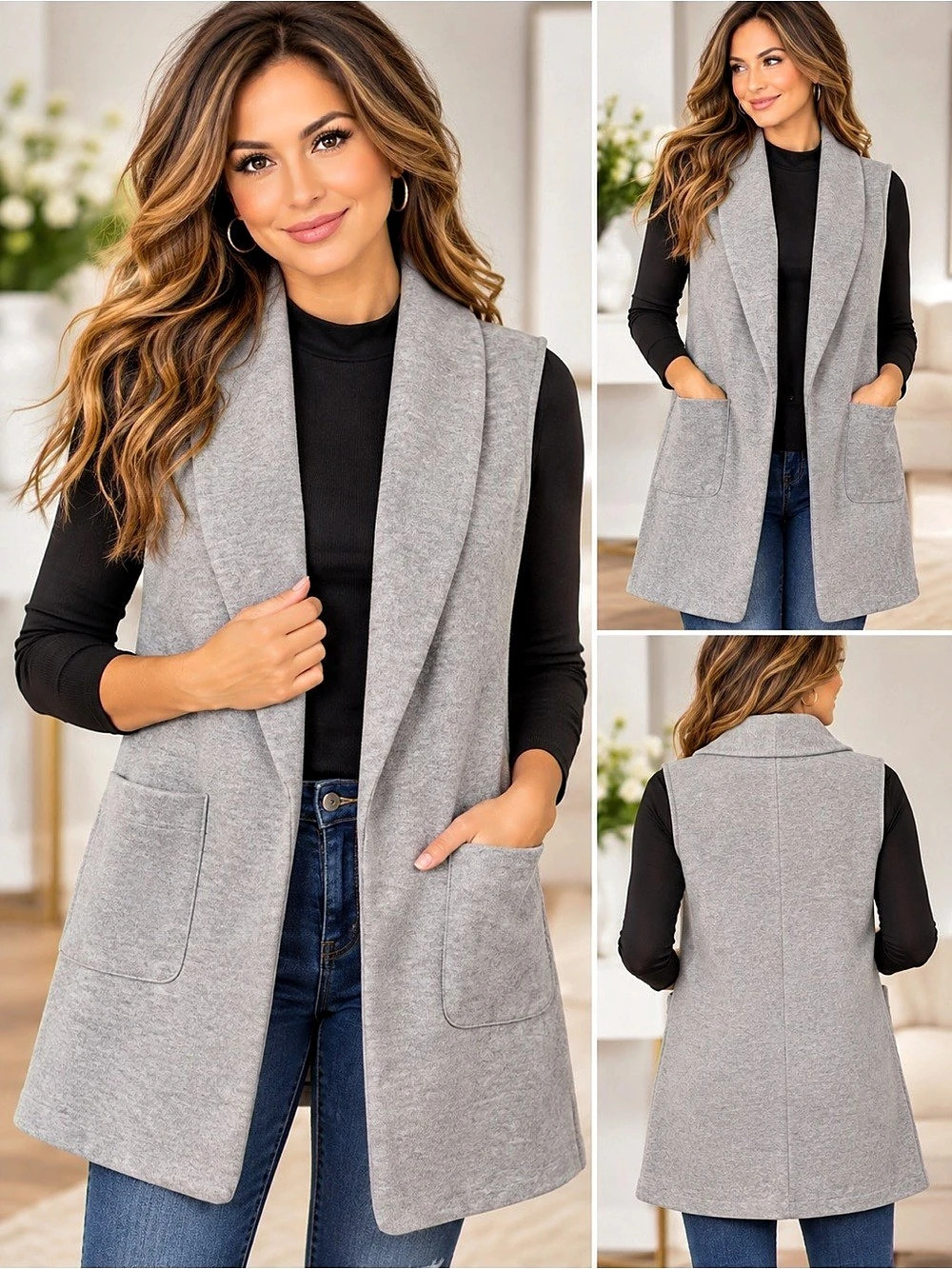 Joie Women's Gray Open Front Vest